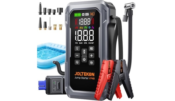 6000A 160PSI 9-in-1 Car Battery Jump Starter with Air Compressor & Air Blower (All Gas 12L Diesel), Battery Jumper Starter Portable Jump Box for Car Battery with 800LM Light/18W Fast Charge
