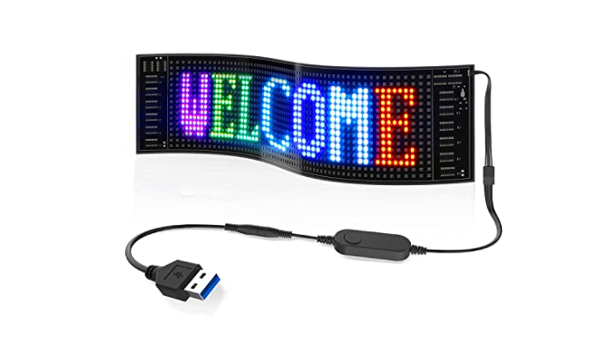 Pannello LED Matrix 16x64 Pixel Portatile | Display RGB Per Testi, Animazioni E Musica | Impermeabile IP66 | Controllo Bluetooth