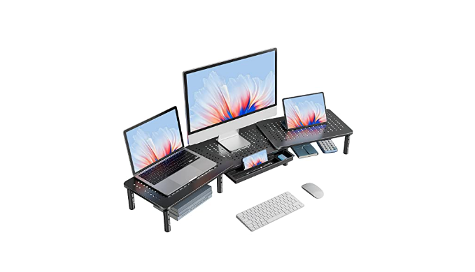 HUANUO Dual Monitor Stand, Dual Monitor Riser with Adjustable Height ...