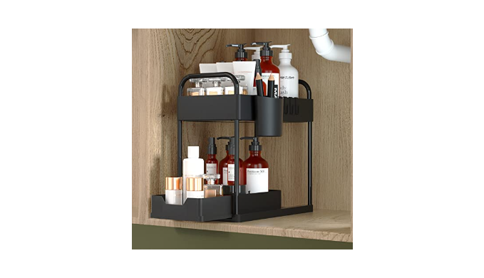 Under Sink Storage Organizer 2 Tier Drawer Multipurpose Rack