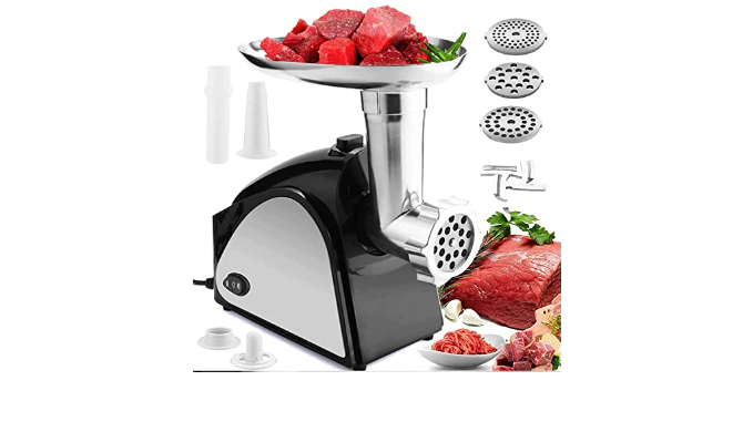 Meat Grinder Electric, 3 Grinding Plates & 2 Blades, [2000W Max]3-IN-1  Stainless Steel Food Grinder & Sausage Stuffer