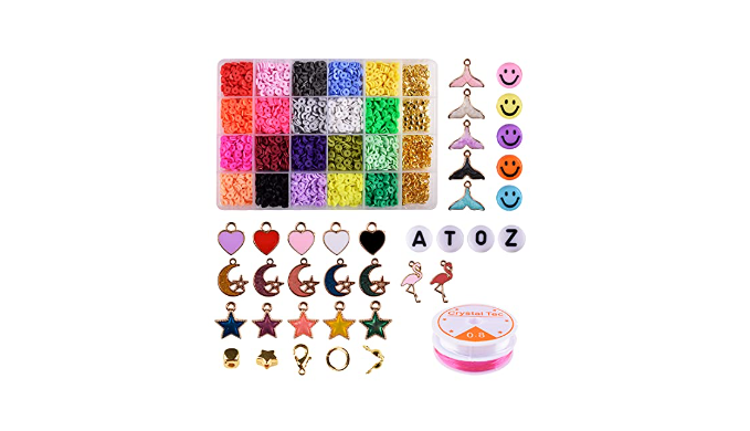 GYBOHO Clay Beads Kit for Bracelets Making with Smiley Face Beads ，Letter  Beads,Pendant,Flat Round Polymer Clay Spacer Beads Clay Beads Set for  Jewelry Making Preppy Necklace Earring Anklet DIY Craft - Coupon