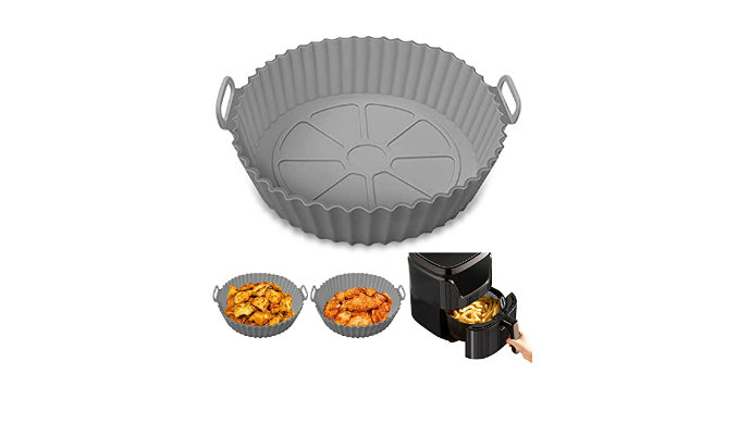 ACOHICE Air Fryer Silicone Pot,Reusable Air Fryer Liners,No Need to Clean  the Air Fryer,Food Safe Air Fryer Accessories,8 Inch silicone air fryer  basket(Top: 8″ - Bottom: 6.96″)(grey) - Coupon Codes, Promo Codes