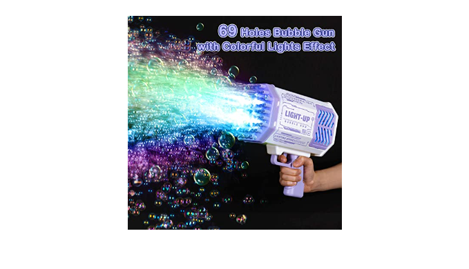  Bubble Machine Gun, Purple Bubble Gun with Lights/Bubble  Solution, 69 Holes Bubbles Machine for Adults Kids, Summer Toy Gift for  Outdoor Indoor Birthday Wedding Party - Purple Bubble Makers : Toys