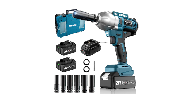 Seesii Cordless Impact Wrench, 580Ft-lbs(800N.m) Brushless Impact