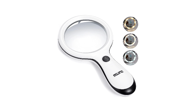 Magnifying Glass with Light, MOJINO 10X Lighted Large Handheld