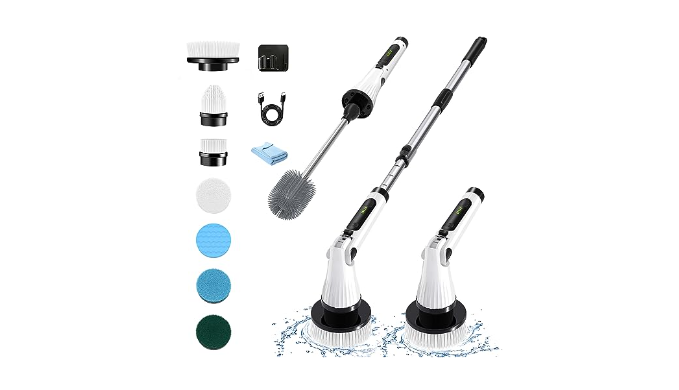 LOSUY Electric Spin Scrubber, 2023 New Electric Cleaning Brush with 8  Replaceable Brush Heads & Toilet Brush, 3 Adjustable Extension Arm, Cordless  Cleaning Brush for Bathroom, Toilet, Tub, Floor, Tile - Coupon