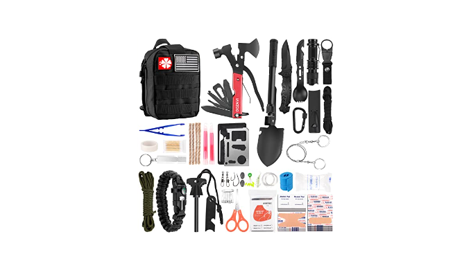 Survival Kit and First Aid Kit, 142Pcs Professional Survival Gear and  Equipment with Molle Pouch, for Men Dad Husband Who Likes Camping Outdoor