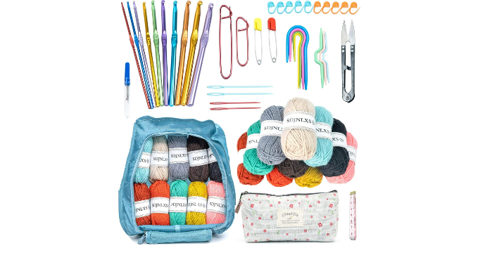SDJNLXS 80Piece Crochet Kit for Beginners Crochet Kit with Yarn Set,10  Colors Crochet Yarn,Crochet Hooks,Stitch Markers,Crochet Bag etc,Used to  Relieve Stres Crochet Starter Kit (78) - Coupon Codes, Promo Codes, Daily  Deals