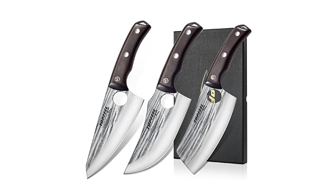 Topfeel 3PCS Butcher Knife Set Hand Forged chef knife Boning Knife