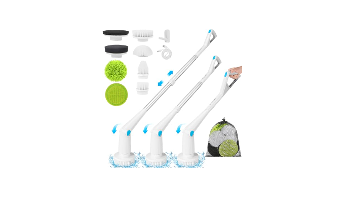 Yorraka Electric Spin Scrubber Cordless, Power Electric Scrubber for  Cleaning Bathroom with Long Handle, Electric Shower Scrubber, Adjustable  Cleaning Brush with 8 Brush Heads for Tub Tile Floor Car - Coupon Codes