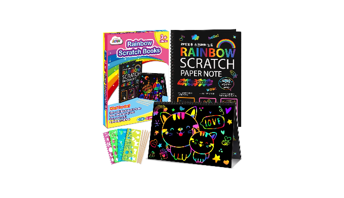 ZMLM Scratch Paper Art-Crafts Gift: 2 Pack Bulk Rainbow Magic Paper Supplies  Toys for 3 4 5 6 7 8 9 10 Years Old Girls Kids Favors Gifts for Birthday  Halloween Christmas