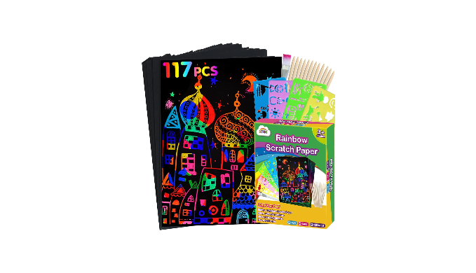 ZMLM Rainbow Scratch Paper Kit: 117Pcs Magic Art Craft Stuff Supplies Black  Drawing Pad for Age 3-12 Kids Children Girl Boy DIY Toy Activity  Educational, Party Faver