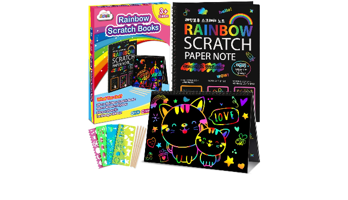 ZMLM Scratch Paper Art-Crafts Gift: 2 Pack Bulk Rainbow Magic Paper  Supplies Toys for 3 4 5 6 7 8 9 10 Years Old Girls Kids Favors Gifts for  Birthday Halloween Christmas