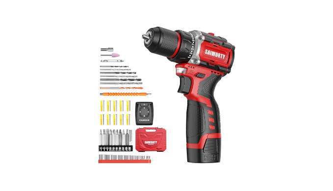 Saiworty 16V Cordless Drill Set, Electric Power Drill Set with