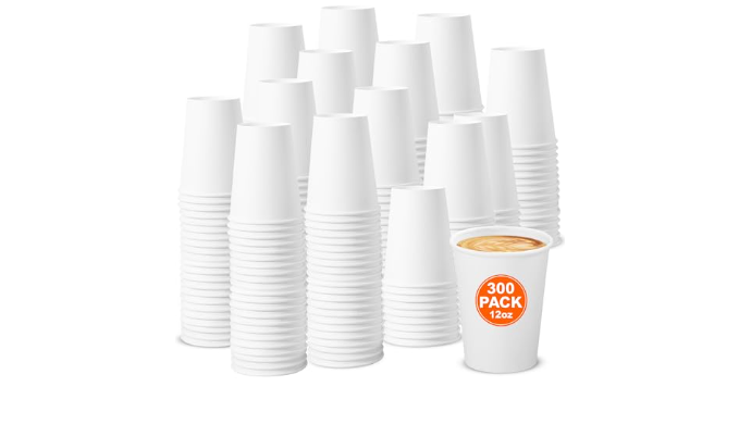 IBASICS Coffee Cups [12 oz 300 pack] - Disposable Hot Cups | White ...