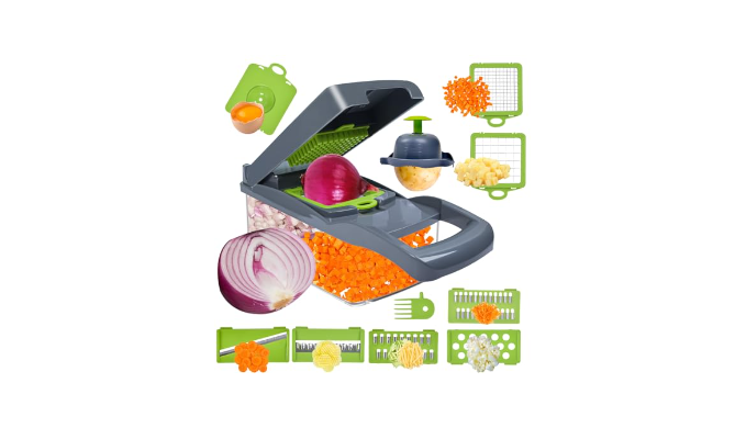 Vegetable Chopper,12-in-1 Multifunctional Veggie Chopper,Grey Kitchen