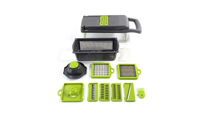 Vegetable Chopper,12-in-1 Multifunctional Veggie Chopper,Grey Kitchen