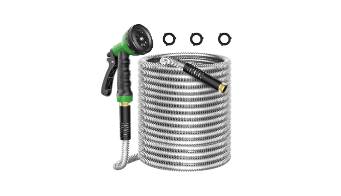 Garden Hose 50FT, Lightweight 3-Layer PVC Flexible Water Hose, No Kink, Leak-Resistant, High-Pressure With Metal Fittings, Durable For Outdoor