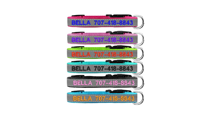 Reflective Personalized Dog Collar - Custom Embroidered Dog Collars ...