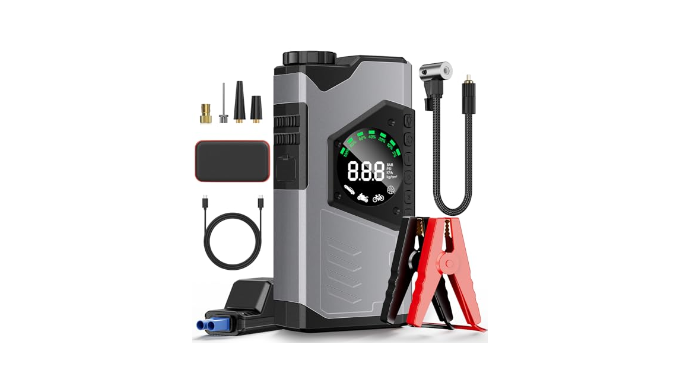 Booster Batterie Voiture 3000A 26800mAh - Démarreur Portable Moto/Auto (jusqu'à 7.0L Essence/5.5L Diesel) - Lamp LED, Pinces Sécurité Buster Avviamento Auto Portatile Con Presa 12 Volt