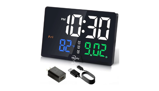 Digital Alarm Clock with Large Number LED Display, Calendar, Date ...