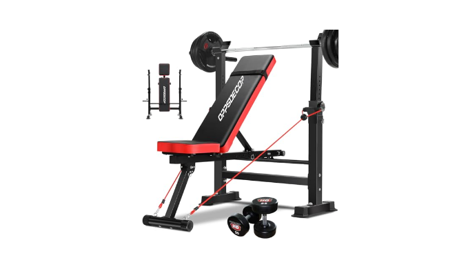 OPPSDECOR 600LBS 6 in 1 Weight Bench Set, Adjustable Bench Press Set ...