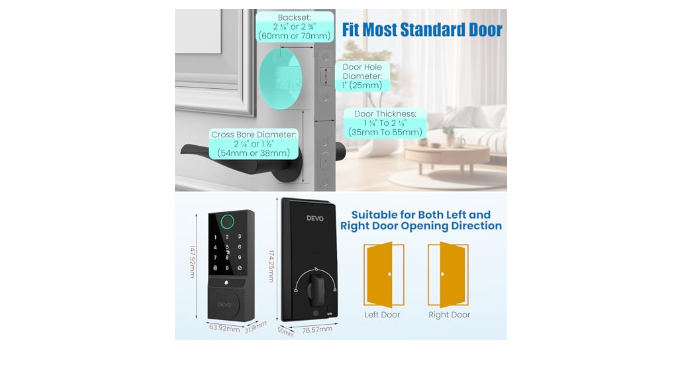 Devo G2 Smart Lock,Finger Print Digtal Smart Locks, Front Door Keyless