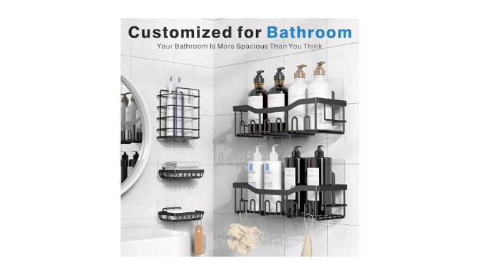 EUDELE Adhesive Shower Caddy, 5 Pack Rustproof Stainless Steel Bath ...